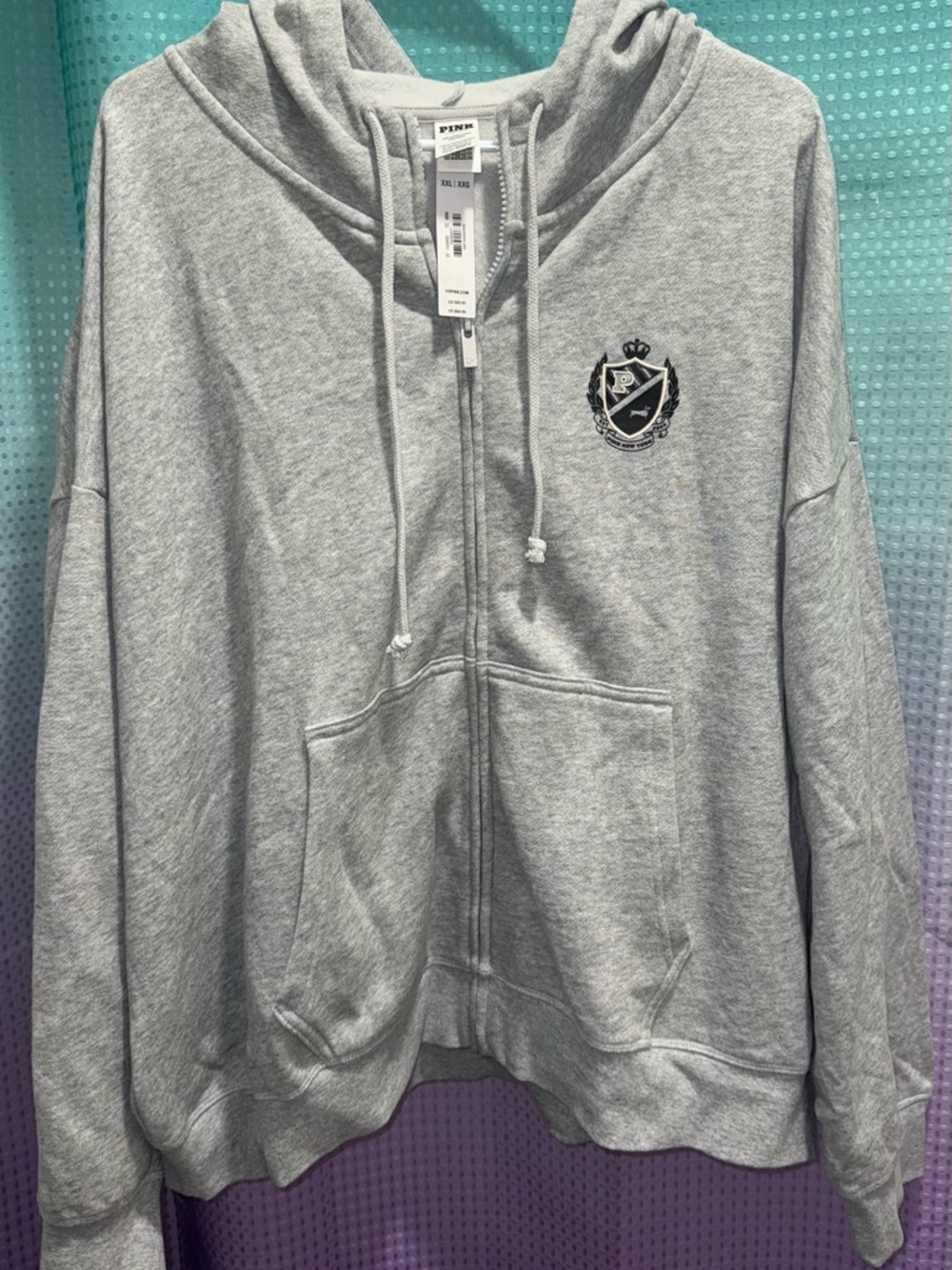 NWT Victoria’s Secret VS PINK XXL Gray Full Zip Hoodie
